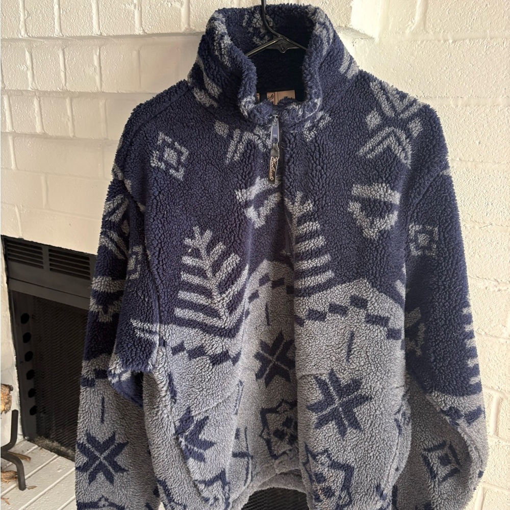 Woolrich Blue and Gray Fleece Pullover